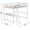 image:imageFlash Furniture Riley Loft Bed Frame with Desk  White Wood Slats  Full Size  Protective Guard Rails amp Ladder  Kids and Teens  Space Saving DesignWhite