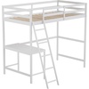 image:imageFlash Furniture Riley Loft Bed Frame with Desk  White Wood Slats  Full Size  Protective Guard Rails amp Ladder  Kids and Teens  Space Saving DesignWhite