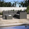 image:imageFlash Furniture Roan Patio Seating Set Wicker PE Rattan Frame LShaped Sectional with Side Lift Coffee Table Storage Back and Seat Cushions BrownNavyGray CushionsGray Frame