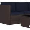 image:imageFlash Furniture Roan Patio Seating Set Wicker PE Rattan Frame LShaped Sectional with Side Lift Coffee Table Storage Back and Seat Cushions BrownNavyNavy CushionsBrown Frame