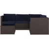image:imageFlash Furniture Roan Patio Seating Set Wicker PE Rattan Frame LShaped Sectional with Side Lift Coffee Table Storage Back and Seat Cushions BrownNavyNavy CushionsBrown Frame