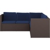 image:imageFlash Furniture Roan Patio Seating Set Wicker PE Rattan Frame LShaped Sectional with Side Lift Coffee Table Storage Back and Seat Cushions BrownNavyNavy CushionsBrown Frame
