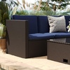 image:imageFlash Furniture Roan Patio Seating Set Wicker PE Rattan Frame LShaped Sectional with Side Lift Coffee Table Storage Back and Seat Cushions BrownNavyNavy CushionsBrown Frame
