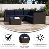 image:imageFlash Furniture Roan Patio Seating Set Wicker PE Rattan Frame LShaped Sectional with Side Lift Coffee Table Storage Back and Seat Cushions BrownNavyNavy CushionsBrown Frame
