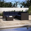 image:imageFlash Furniture Roan Patio Seating Set Wicker PE Rattan Frame LShaped Sectional with Side Lift Coffee Table Storage Back and Seat Cushions BrownNavyNavy CushionsBrown Frame