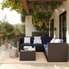 image:imageFlash Furniture Roan Patio Seating Set Wicker PE Rattan Frame LShaped Sectional with Side Lift Coffee Table Storage Back and Seat Cushions BrownNavyNavy CushionsBrown Frame