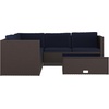 image:imageFlash Furniture Roan Patio Seating Set Wicker PE Rattan Frame LShaped Sectional with Side Lift Coffee Table Storage Back and Seat Cushions BrownNavyNavy CushionsBrown Frame
