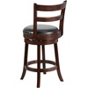 image:imageFlash Furniture Ronnie 26 High Cappuccino Wood Counter Height Stool with Single Slat Ladder Back and Black LeatherSoft Swivel Seat