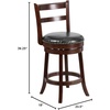 image:imageFlash Furniture Ronnie 26 High Cappuccino Wood Counter Height Stool with Single Slat Ladder Back and Black LeatherSoft Swivel Seat