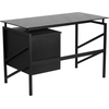 image:imageFlash Furniture Singleton Glass Desk with Two Drawer PedestalBlack