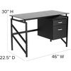 image:imageFlash Furniture Singleton Glass Desk with Two Drawer PedestalBlack