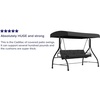 image:imageFlash Furniture Tellis 3Seat Outdoor Steel Converting Patio Swing Canopy Hammock with Cushions  Outdoor Swing Bed BrownBlack
