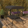 image:imageFlash Furniture Tellis 3Seat Outdoor Steel Converting Patio Swing Canopy Hammock with Cushions  Outdoor Swing Bed BrownBlack