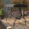 image:imageFlash Furniture Tellis 3Seat Outdoor Steel Converting Patio Swing Canopy Hammock with Cushions  Outdoor Swing Bed BrownBlack