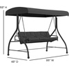 image:imageFlash Furniture Tellis 3Seat Outdoor Steel Converting Patio Swing Canopy Hammock with Cushions  Outdoor Swing Bed BrownBlack