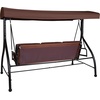 image:imageFlash Furniture Tellis 3Seat Outdoor Steel Converting Patio Swing Canopy Hammock with Cushions  Outdoor Swing Bed BrownBrown