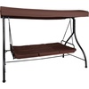 image:imageFlash Furniture Tellis 3Seat Outdoor Steel Converting Patio Swing Canopy Hammock with Cushions  Outdoor Swing Bed BrownBrown