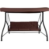 image:imageFlash Furniture Tellis 3Seat Outdoor Steel Converting Patio Swing Canopy Hammock with Cushions  Outdoor Swing Bed BrownBrown