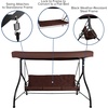 image:imageFlash Furniture Tellis 3Seat Outdoor Steel Converting Patio Swing Canopy Hammock with Cushions  Outdoor Swing Bed BrownBrown