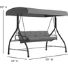 image:imageFlash Furniture Tellis 3Seat Outdoor Steel Converting Patio Swing Canopy Hammock with Cushions  Outdoor Swing Bed BrownGray