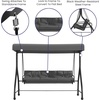 image:imageFlash Furniture Tellis 3Seat Outdoor Steel Converting Patio Swing Canopy Hammock with Cushions  Outdoor Swing Bed BrownGray
