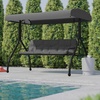 image:imageFlash Furniture Tellis 3Seat Outdoor Steel Converting Patio Swing Canopy Hammock with Cushions  Outdoor Swing Bed BrownGray