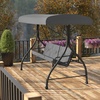 image:imageFlash Furniture Tellis 3Seat Outdoor Steel Converting Patio Swing Canopy Hammock with Cushions  Outdoor Swing Bed BrownGray