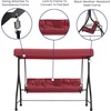 image:imageFlash Furniture Tellis 3Seat Outdoor Steel Converting Patio Swing Canopy Hammock with Cushions  Outdoor Swing Bed BrownMaroon