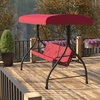 image:imageFlash Furniture Tellis 3Seat Outdoor Steel Converting Patio Swing Canopy Hammock with Cushions  Outdoor Swing Bed BrownMaroon