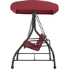 image:imageFlash Furniture Tellis 3Seat Outdoor Steel Converting Patio Swing Canopy Hammock with Cushions  Outdoor Swing Bed BrownMaroon
