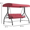 image:imageFlash Furniture Tellis 3Seat Outdoor Steel Converting Patio Swing Canopy Hammock with Cushions  Outdoor Swing Bed BrownMaroon
