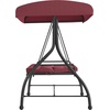 image:imageFlash Furniture Tellis 3Seat Outdoor Steel Converting Patio Swing Canopy Hammock with Cushions  Outdoor Swing Bed BrownMaroon