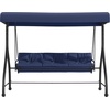 image:imageFlash Furniture Tellis 3Seat Outdoor Steel Converting Patio Swing Canopy Hammock with Cushions  Outdoor Swing Bed BrownNavy