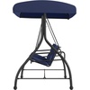 image:imageFlash Furniture Tellis 3Seat Outdoor Steel Converting Patio Swing Canopy Hammock with Cushions  Outdoor Swing Bed BrownNavy
