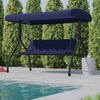 image:imageFlash Furniture Tellis 3Seat Outdoor Steel Converting Patio Swing Canopy Hammock with Cushions  Outdoor Swing Bed BrownNavy