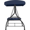 image:imageFlash Furniture Tellis 3Seat Outdoor Steel Converting Patio Swing Canopy Hammock with Cushions  Outdoor Swing Bed BrownNavy
