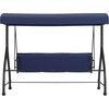 image:imageFlash Furniture Tellis 3Seat Outdoor Steel Converting Patio Swing Canopy Hammock with Cushions  Outdoor Swing Bed BrownNavy