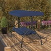 image:imageFlash Furniture Tellis 3Seat Outdoor Steel Converting Patio Swing Canopy Hammock with Cushions  Outdoor Swing Bed BrownNavy