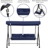 image:imageFlash Furniture Tellis 3Seat Outdoor Steel Converting Patio Swing Canopy Hammock with Cushions  Outdoor Swing Bed BrownNavy