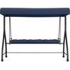 image:imageFlash Furniture Tellis 3Seat Outdoor Steel Converting Patio Swing Canopy Hammock with Cushions  Outdoor Swing Bed BrownNavy
