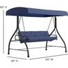 image:imageFlash Furniture Tellis 3Seat Outdoor Steel Converting Patio Swing Canopy Hammock with Cushions  Outdoor Swing Bed BrownNavy
