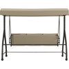 image:imageFlash Furniture Tellis 3Seat Outdoor Steel Converting Patio Swing Canopy Hammock with Cushions  Outdoor Swing Bed BrownTan