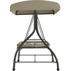 image:imageFlash Furniture Tellis 3Seat Outdoor Steel Converting Patio Swing Canopy Hammock with Cushions  Outdoor Swing Bed BrownTan