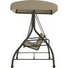 image:imageFlash Furniture Tellis 3Seat Outdoor Steel Converting Patio Swing Canopy Hammock with Cushions  Outdoor Swing Bed BrownTan
