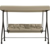 image:imageFlash Furniture Tellis 3Seat Outdoor Steel Converting Patio Swing Canopy Hammock with Cushions  Outdoor Swing Bed BrownTan