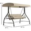 image:imageFlash Furniture Tellis 3Seat Outdoor Steel Converting Patio Swing Canopy Hammock with Cushions  Outdoor Swing Bed BrownTan