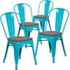 image:imageFlash Furniture Tenley Copper Metal Stackable Chair with Wood SeatCrystal Tealblue