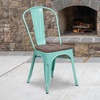 image:imageFlash Furniture Tenley Copper Metal Stackable Chair with Wood SeatMint Green