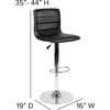 image:imageFlash Furniture Vincent Modern Adjustable Height Barstool with Footrest and Padded MidBack Upholstered Vinyl BarCounter Height Stool WhiteChromeBlack