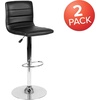 image:imageFlash Furniture Vincent Modern Adjustable Height Barstool with Footrest and Padded MidBack Upholstered Vinyl BarCounter Height Stool WhiteChromeBlack